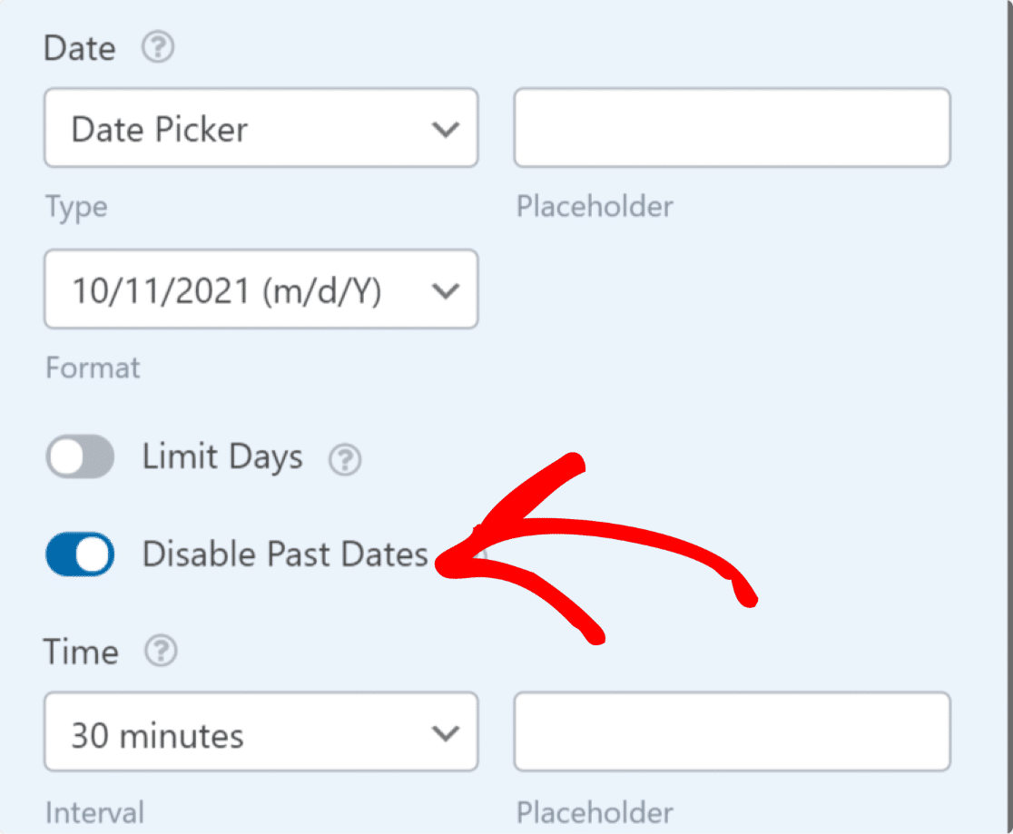 Disable past dates in datepicker