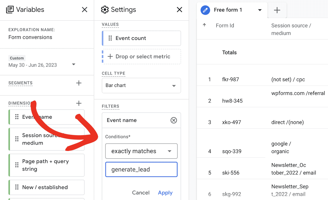 Add filter to forms submission report