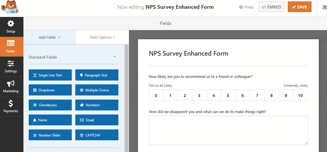 feedback questions for customer survey forms on wordpress with template