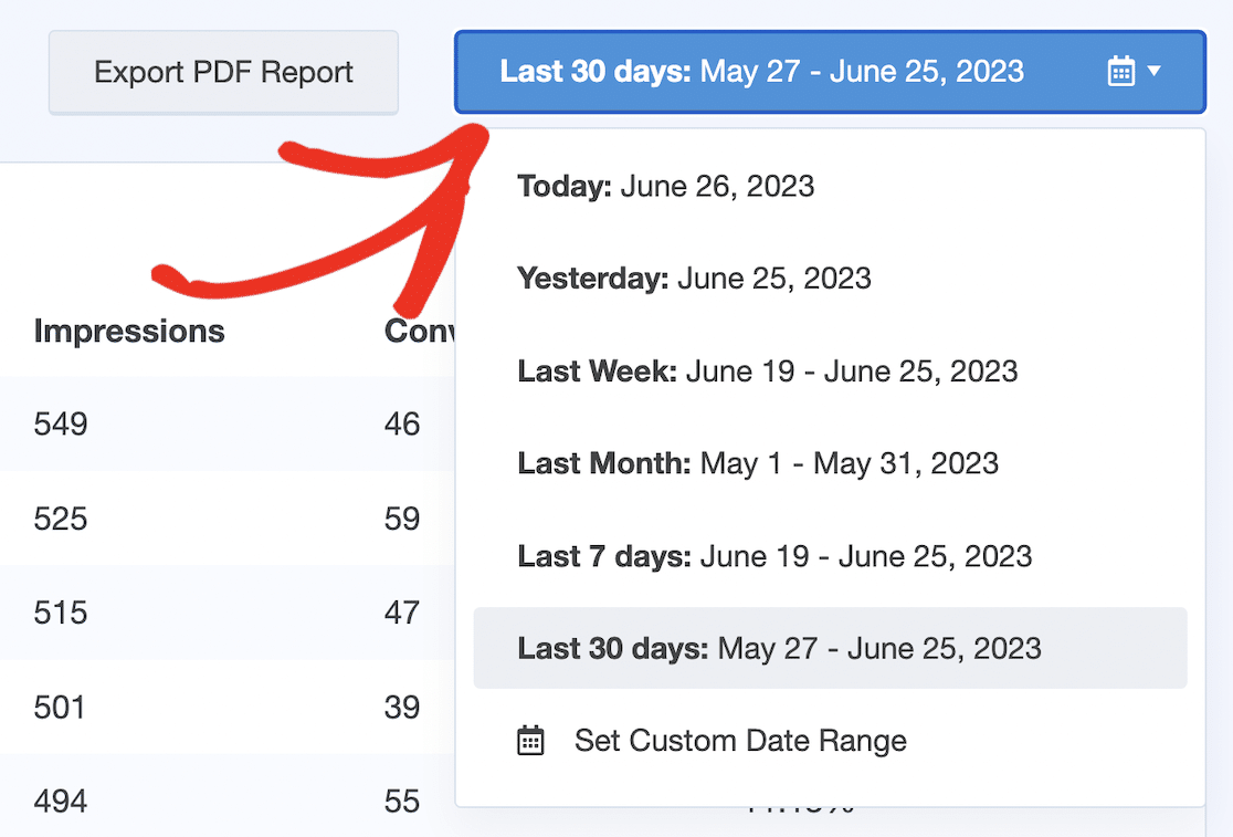 Forms report date range