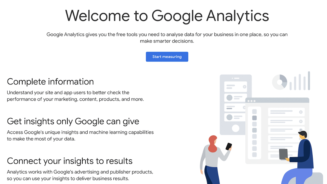 Google Analytics homepage