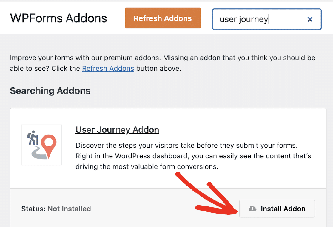 Install user journey addon