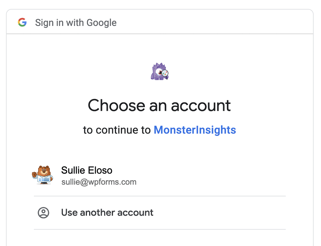 Link Google account to MonsterInsights