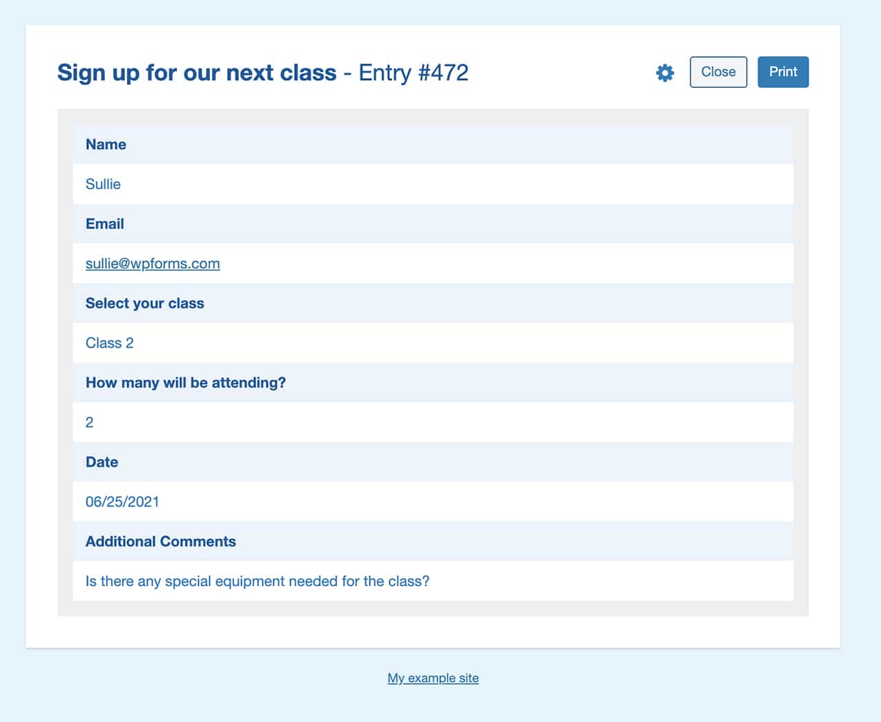 now you can customize printing an entry