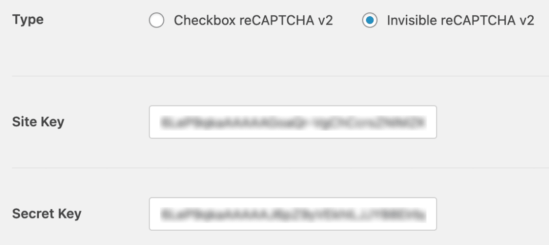 Add site key and secret key for reCAPTCHA