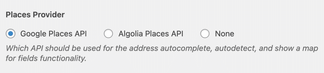 Select the Google Places API