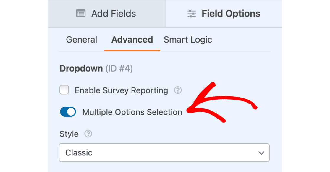 Enable Multiple Options Selection