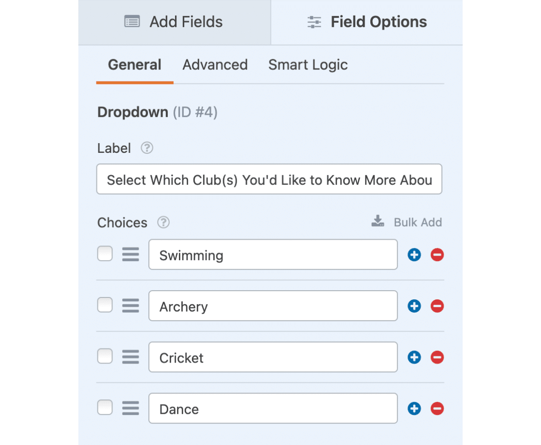 Label and Choices Setting in Multi-Select
