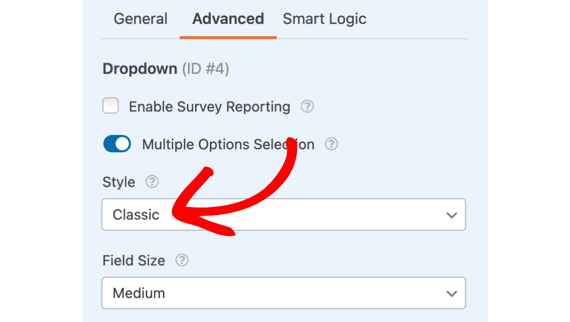 Style Options for Dropdown Field