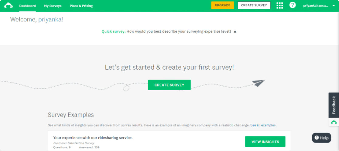 SurveyMonkey Dashboard