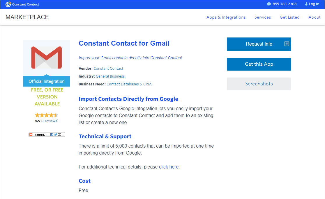 constant contact for gmail wordpress integration