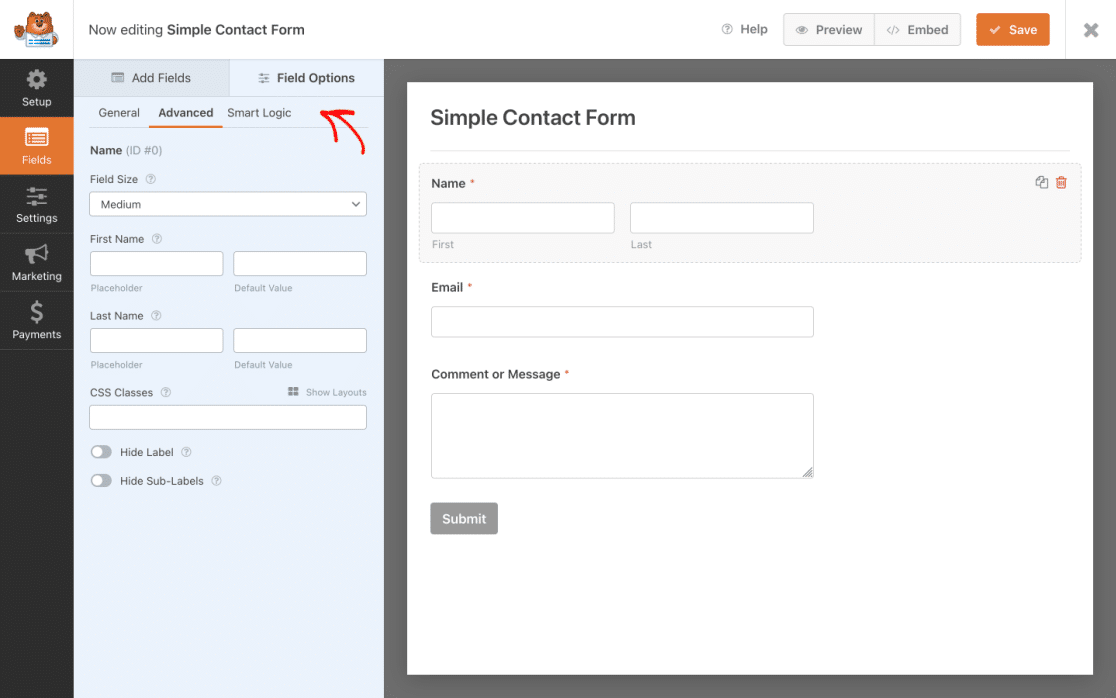 form bulder refresh field options dedicated tabs