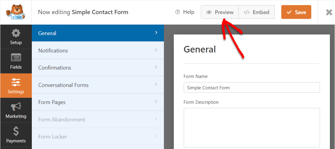 form preview button in refresh