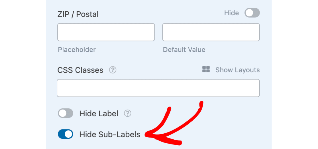 Hide sub-labels