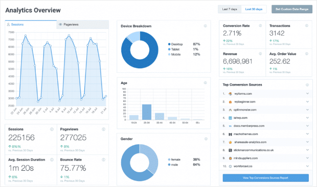 monsterinsights report overview