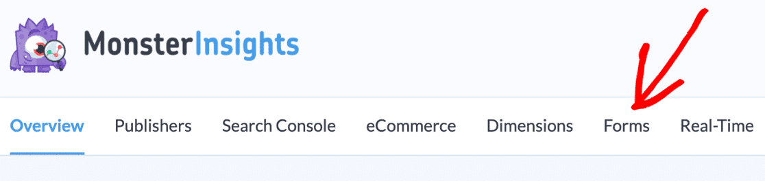 monsterinsights forms tab