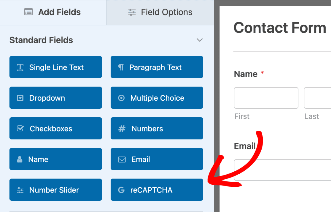 在表单上启用 reCAPTCHA