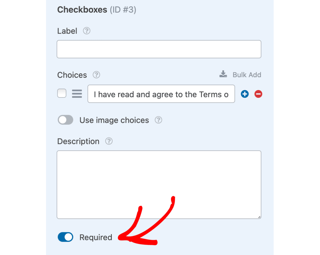 Required checkbox
