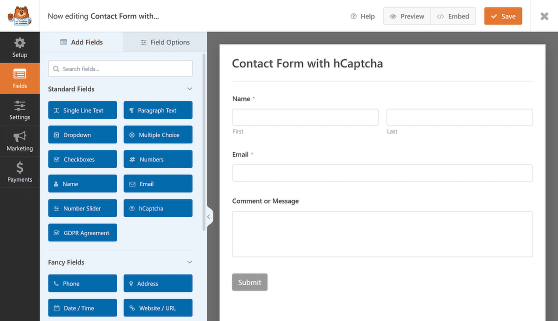 simple contact form preview