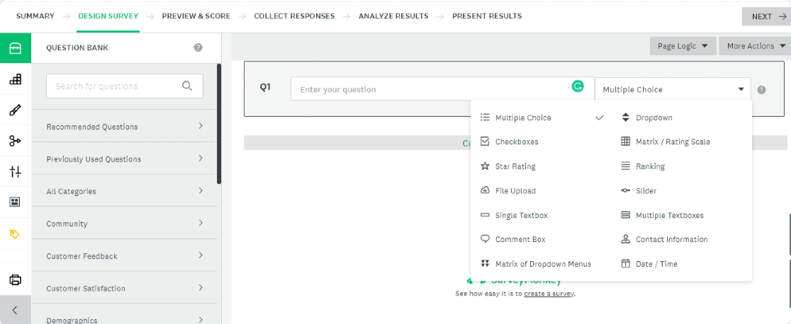 SurveyMonkey form builder