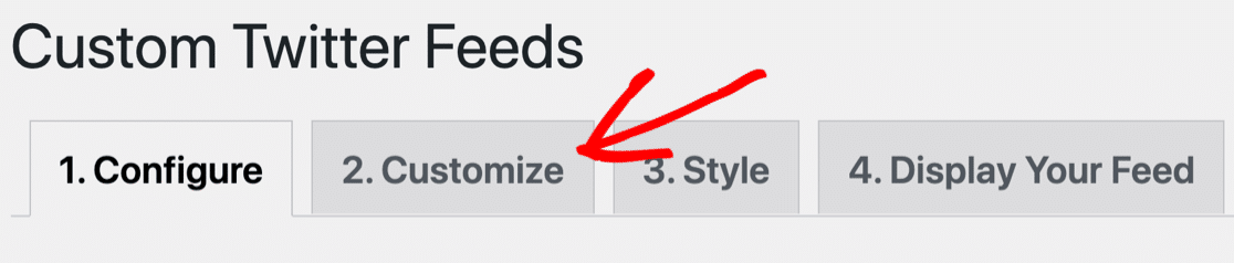 Click Twitter feed Customize tab