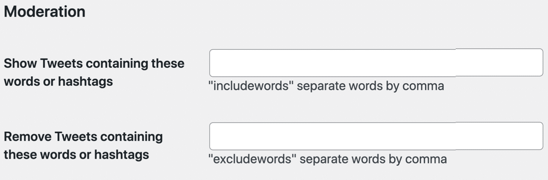 Exclude or include words from custom Twitter feed