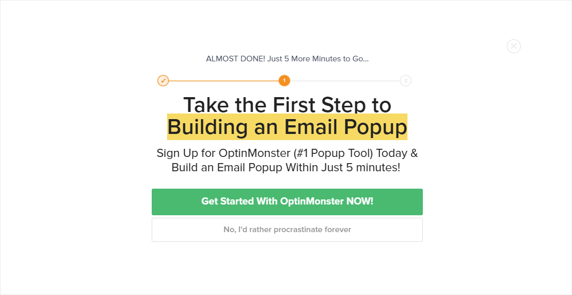 2 step popup example