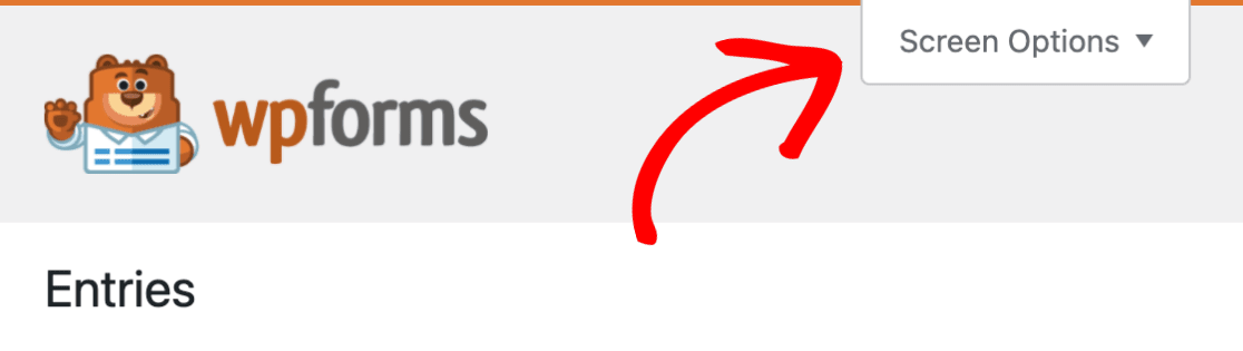 Opening the Screen Options on the WPForms Entries page