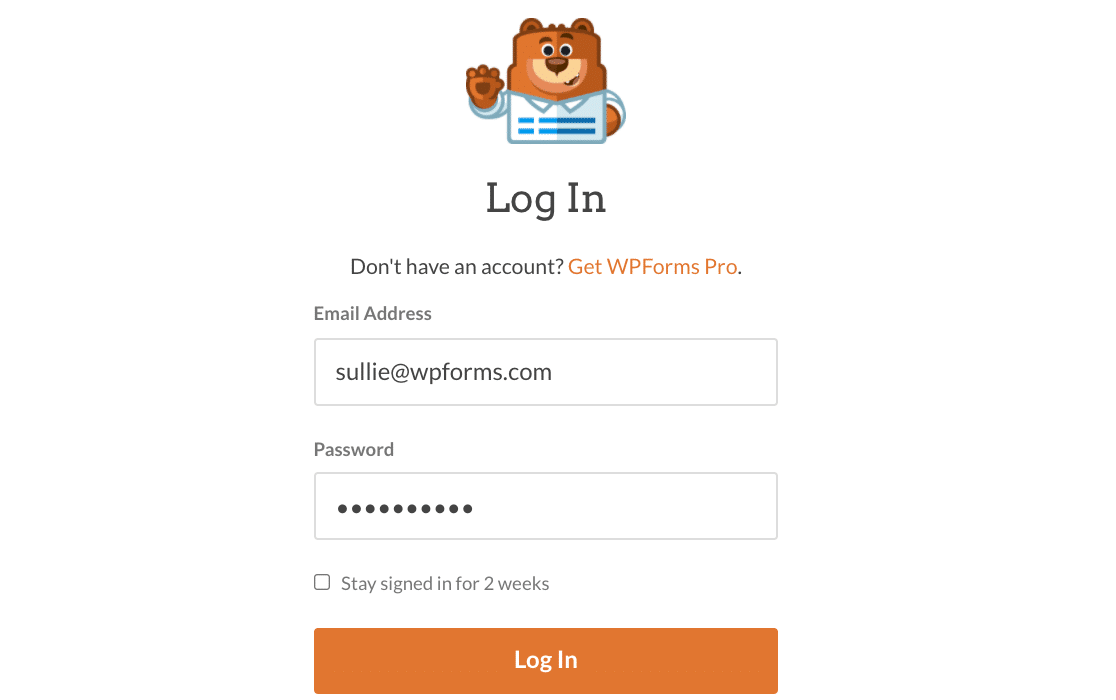 Logging in to your WPForms account