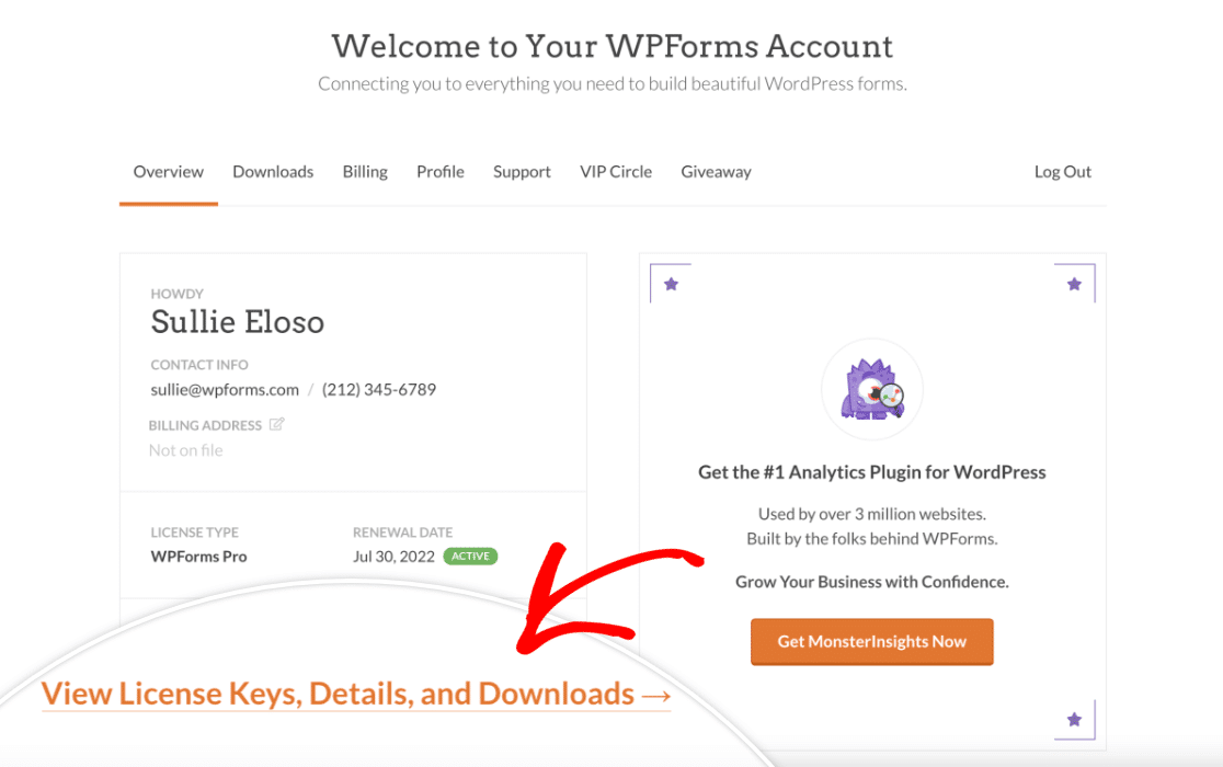 Accessing more license details in your WPForms account
