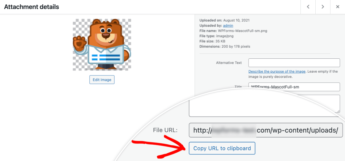 Copying an image's File URL from the Media Library