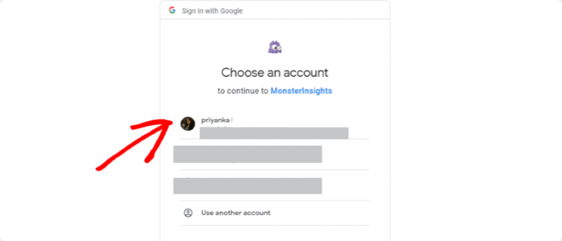 choose google analytics account