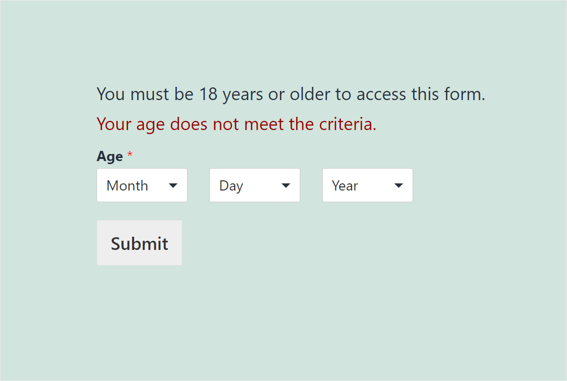 criteria doesnt match