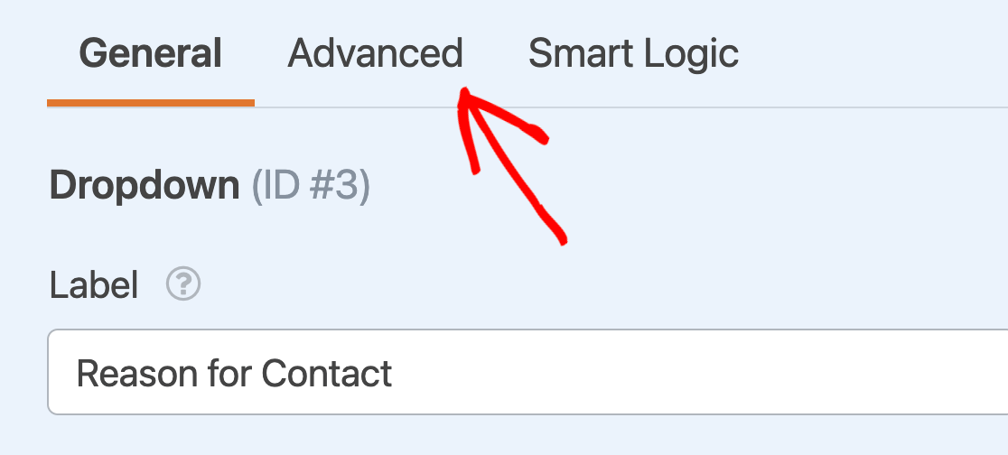 Opening the advanced field options for a Dropdown field