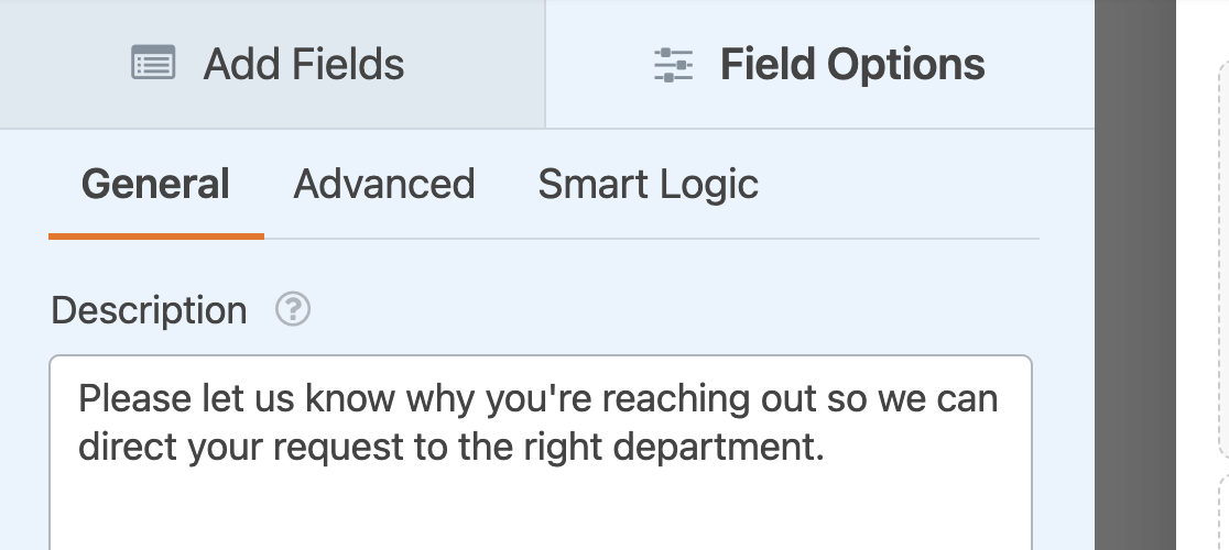 Adding a description to a Dropdown field