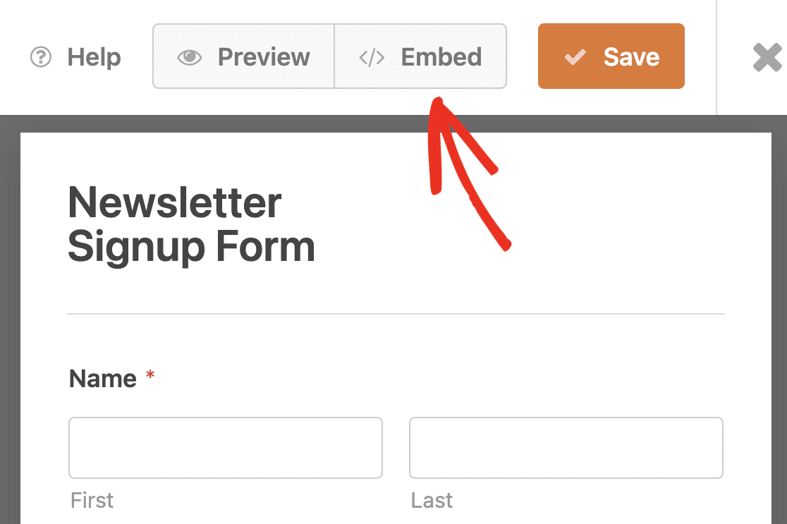 Embedding a newsletter signup form from the form builder