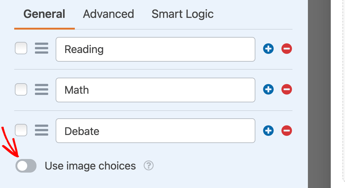 Enabling image choices for a Checkboxes field