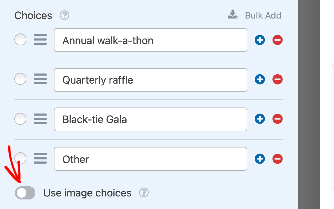 Enabling image choices for a Multiple Choice field