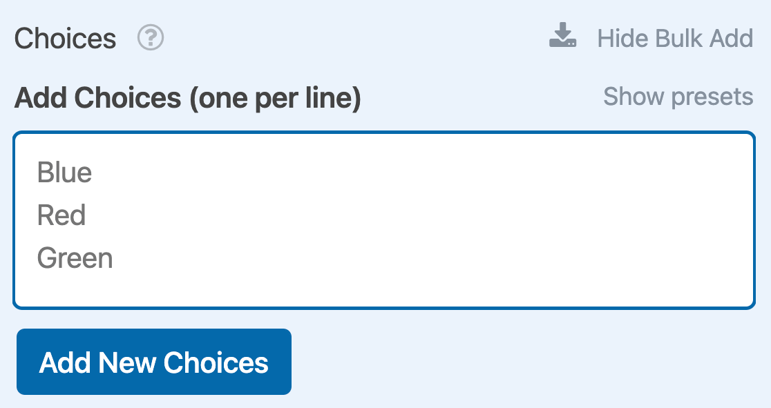 Bulk adding choices to a Checkboxes field