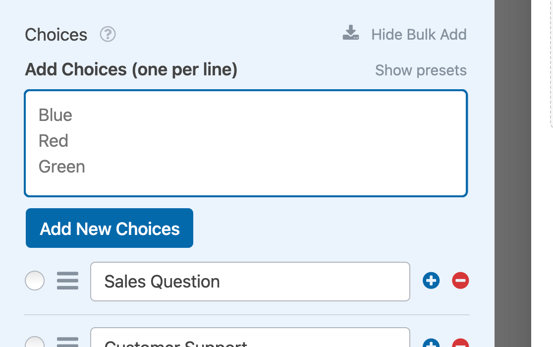 Entering new Dropdown field choices in bulk