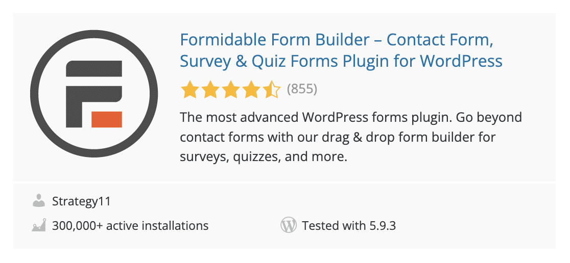 The free version of Formidable Forms