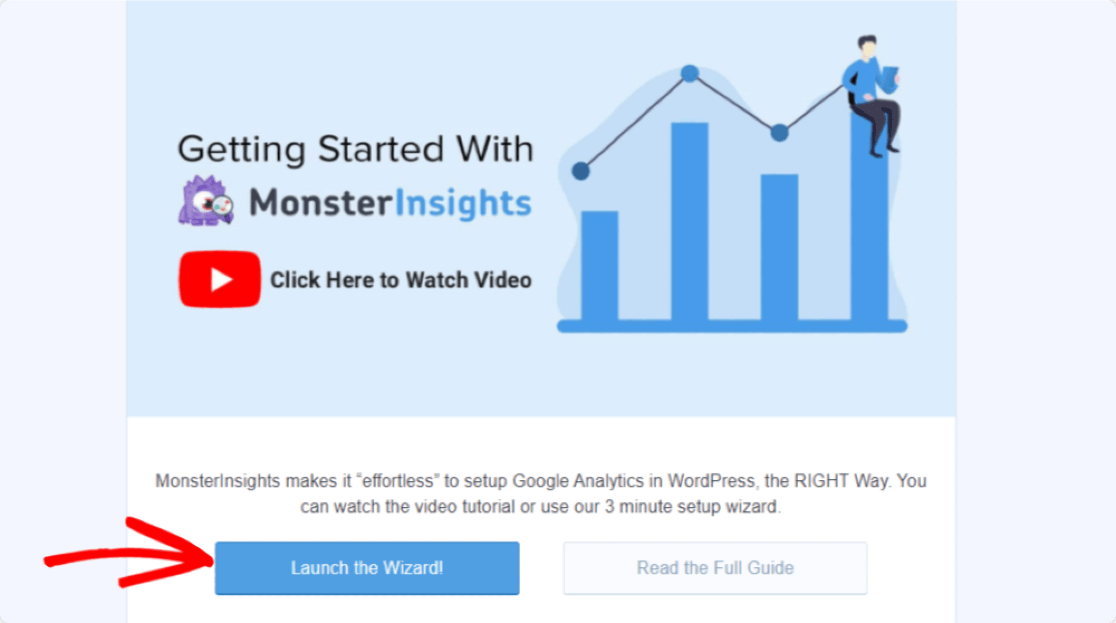 launch monsterinsights wizard