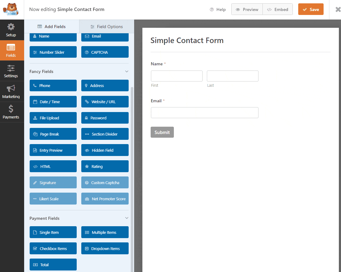 new entry preview field example