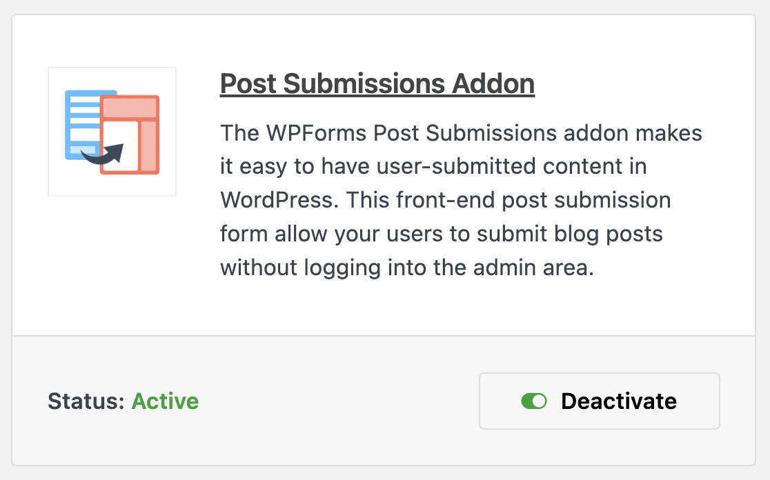 Activating the Post Submissions addon