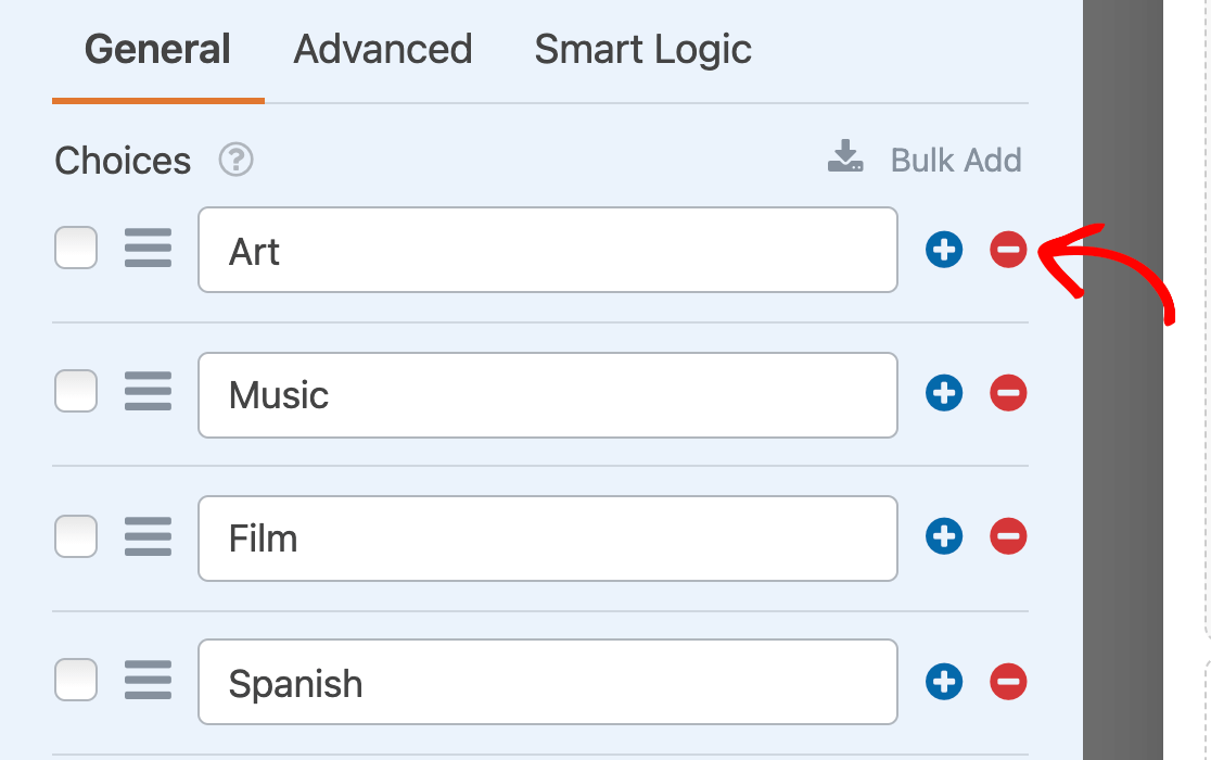 Removing a Checkboxes item