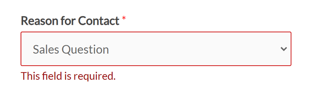 Required dropdown field validation