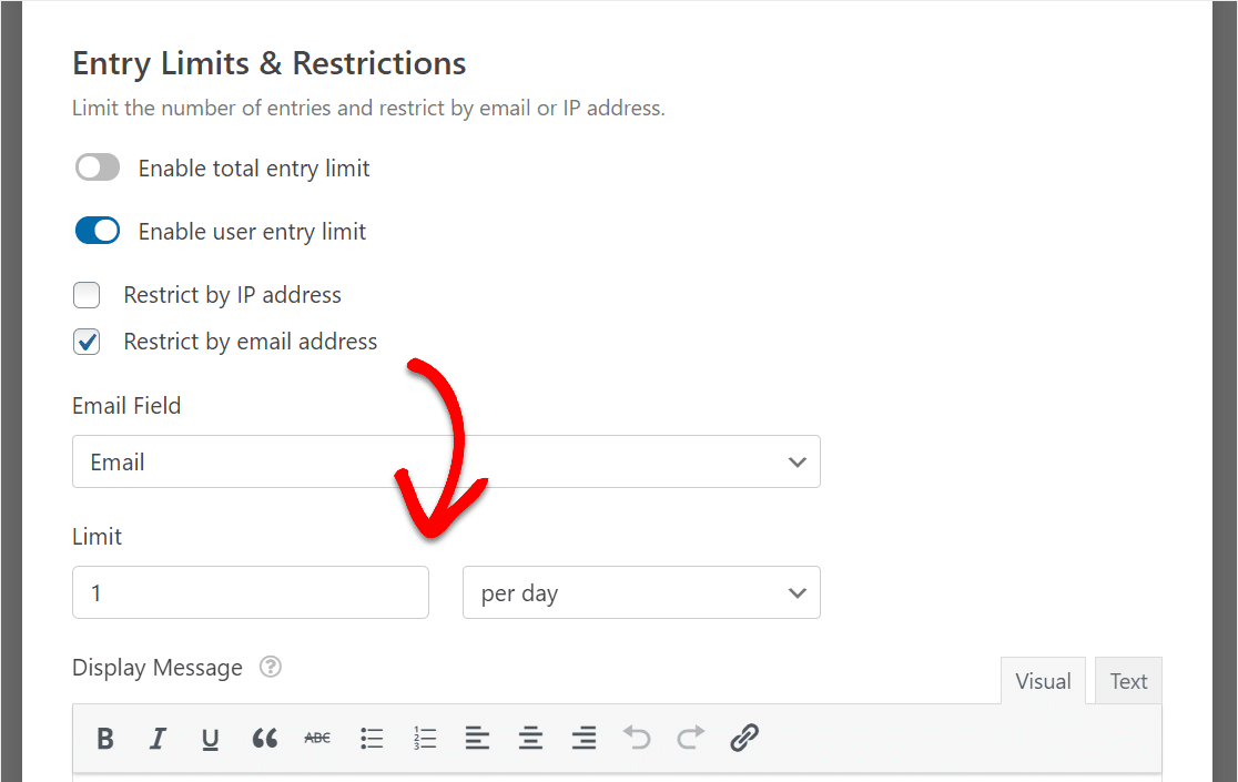 restrict email address entries