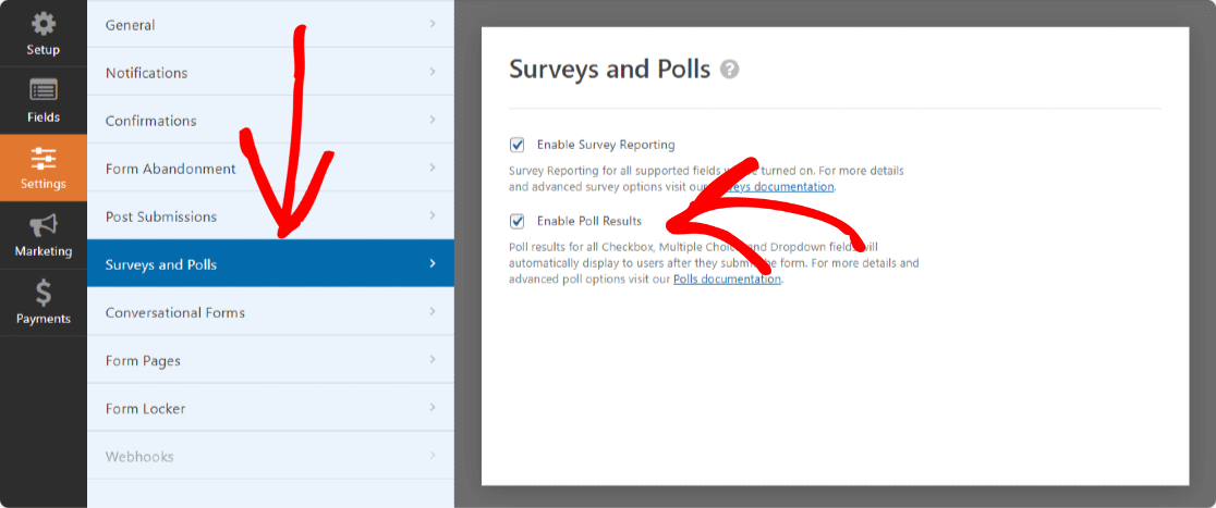 reporting options of surveys and polls