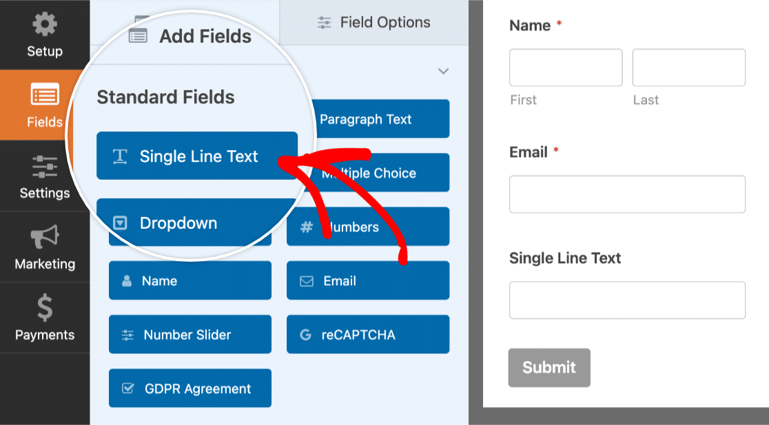 Add single line text field