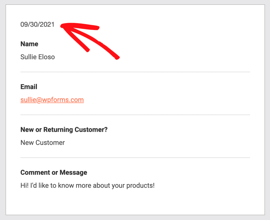 Email notification with date stamp